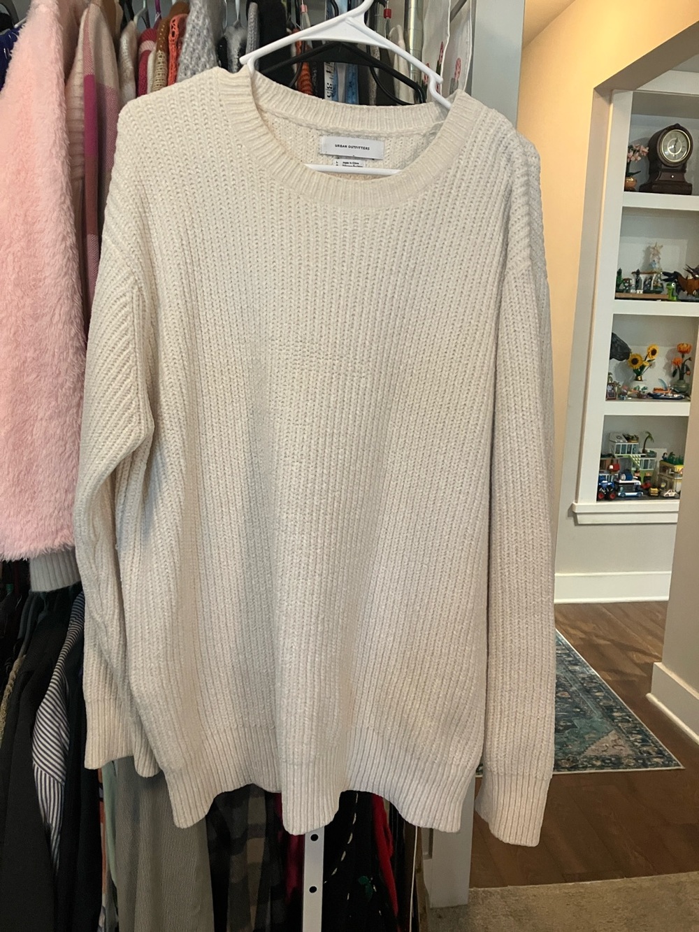 Urban Outfitters Cream Ribbed Crewneck Sweater